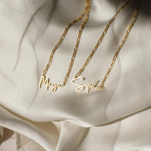 Make a Statement with the Carrie Name Necklace in Figaro Chain
