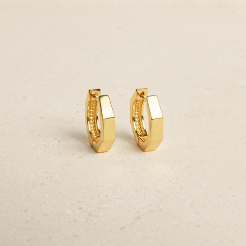 Audrey Hexagon Huggie Earrings