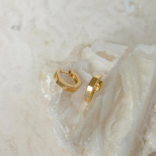 Audrey Hexagon Huggie Earrings