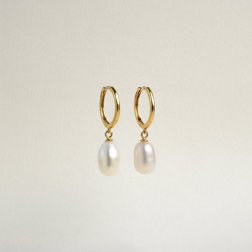 Maggie Pearl Drop Hoops