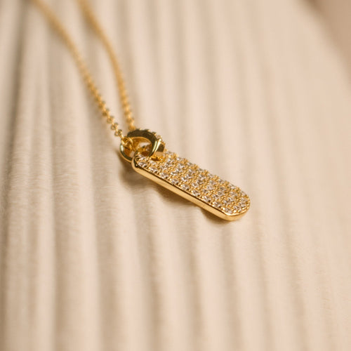 Pave Tag Charm Necklace