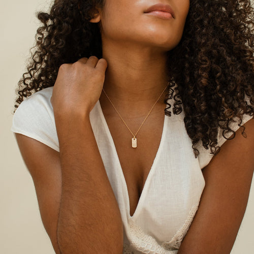 Pave Tag Charm Necklace