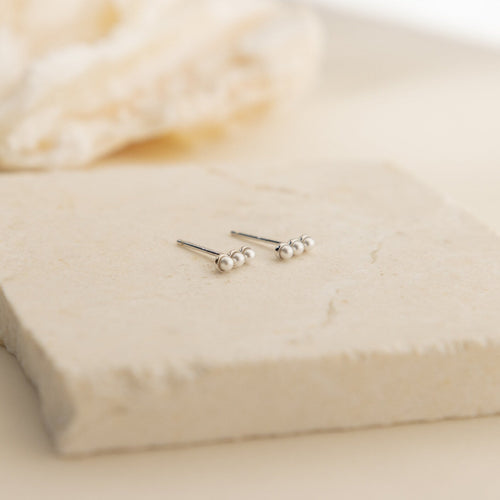 Tiny Pearl Bar Studs