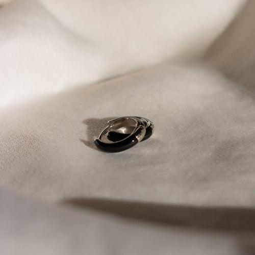 Black Enamel Huggie Hoop Earrings