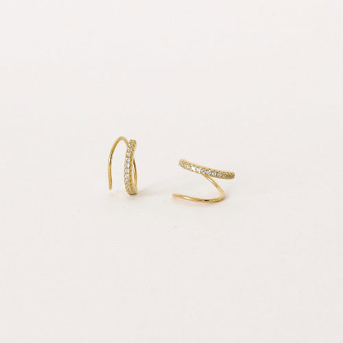 River Pave Wire Huggies