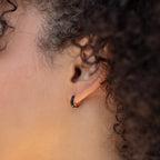 Black Enamel Huggie Hoop Earrings