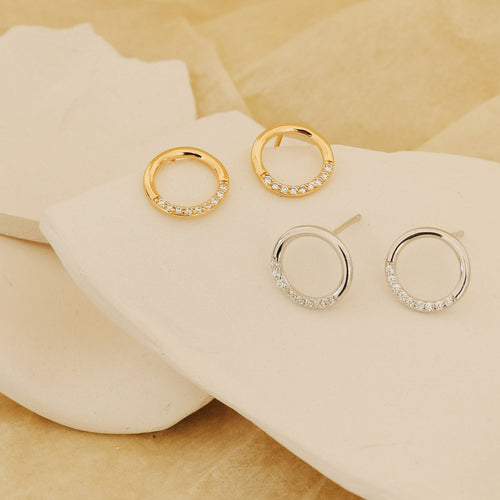 Pave Circle Diamond Studs