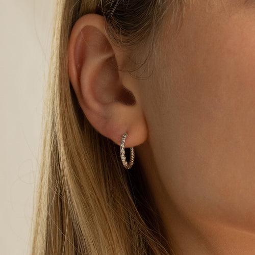 Twisted Diamond Hoop Earrings