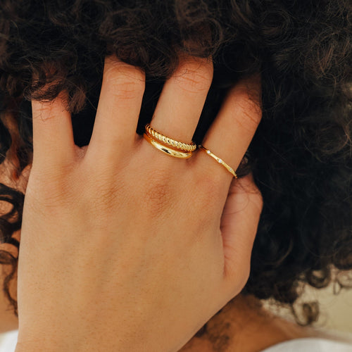 Dynamic Duo: Bold Fusion of Solid and Twisted Bands in the Minimalist Duo Ring