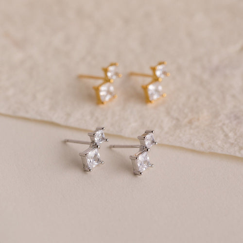Aria Diamond Drop Stud Earrings