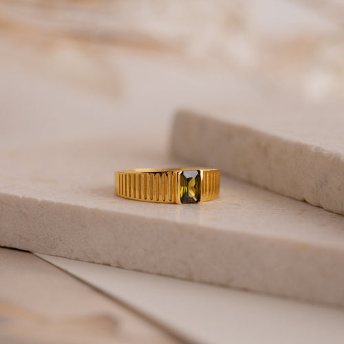 The Olive Peridot Signet Ring