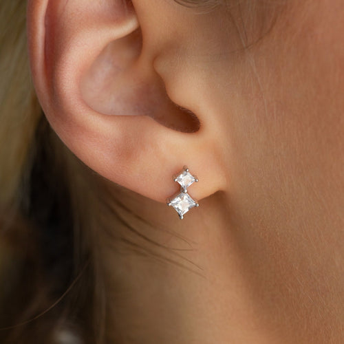 Aria Diamond Drop Stud Earrings