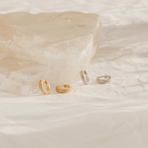 Illuminate Your Date Night Look with Our Clarissa Pave Huggies