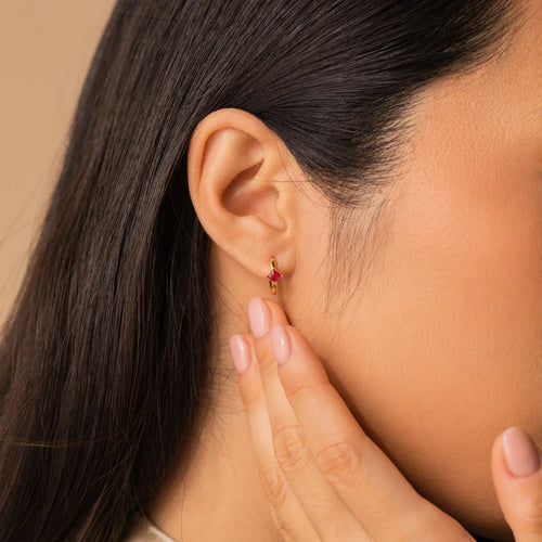 Athena Birthstone Huggie Earrings