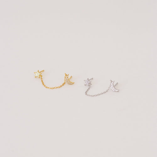Luna Moon & Star Chain Earrings