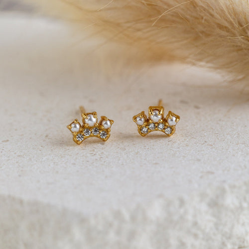 Crown Pearl Stud Earrings