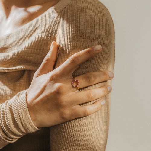 Empress Ruby Gemstone Cluster Circle Ring: Radiant Feminine Power
