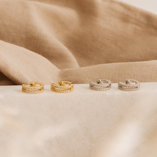 Eternal Sparkle: Ashley Duo Pavé Huggie Earrings