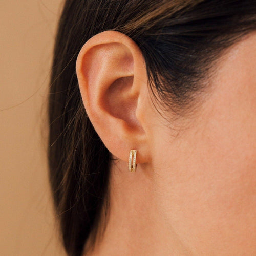 Eternal Sparkle: Ashley Duo Pavé Huggie Earrings