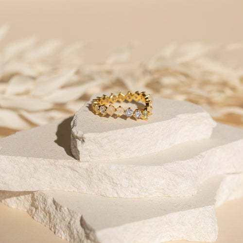 Mosaic Moonstone Diamond Eternity Band