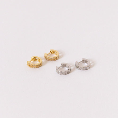 Eternal Sparkle: Ashley Duo Pavé Huggie Earrings