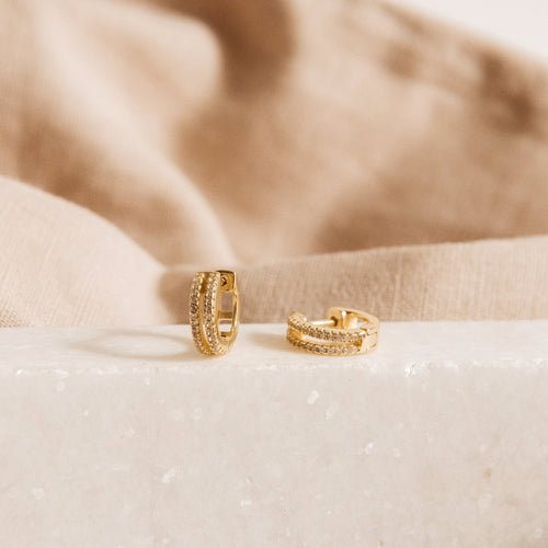 Eternal Sparkle: Ashley Duo Pavé Huggie Earrings