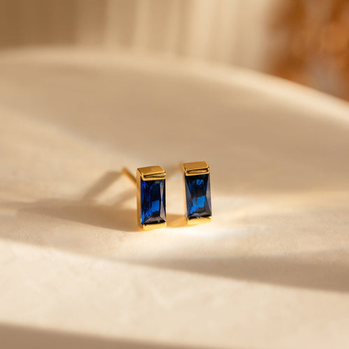Baguette Birthstone Stud Earrings