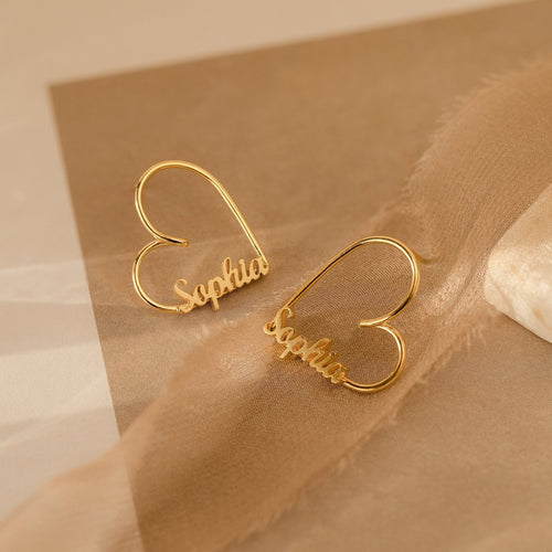London Heart Name Earrings