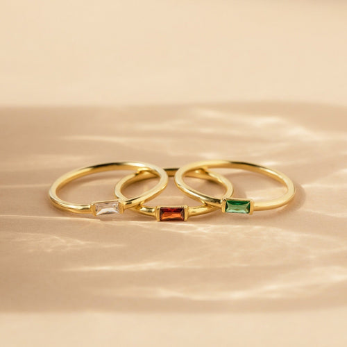 Custom Baguette Birthstone Ring