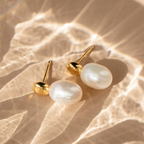 Pearl Gemstone Drop Earrings