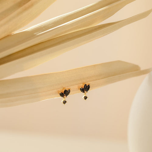 Emily Black Petal Earrings