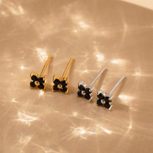 Black Flower Stud Earrings