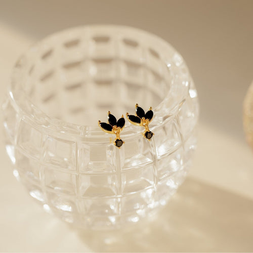 Emily Black Petal Earrings