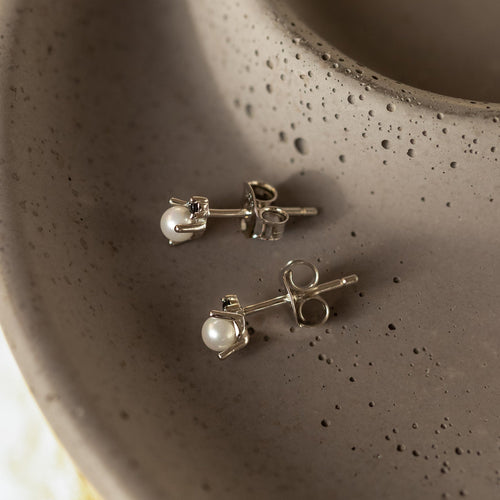 Onyx and Pearl Stud Earrings