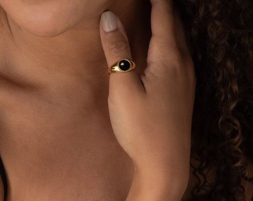 Modern Black Signet Ring