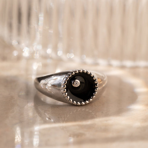 Modern Black Signet Ring