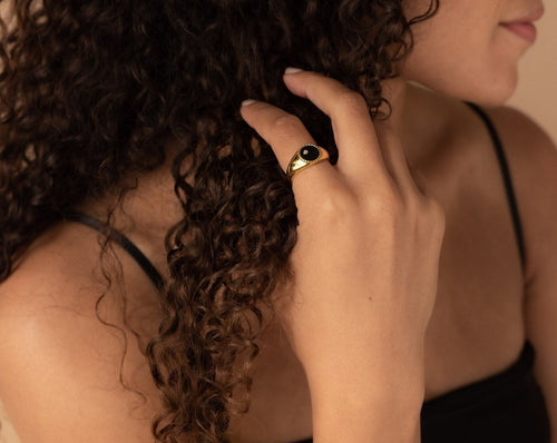 Modern Black Signet Ring