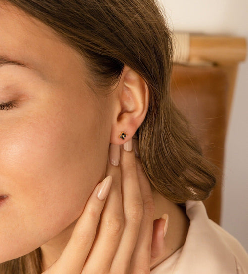 Black Flower Stud Earrings
