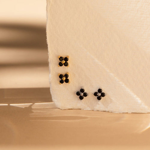 Black Flower Stud Earrings