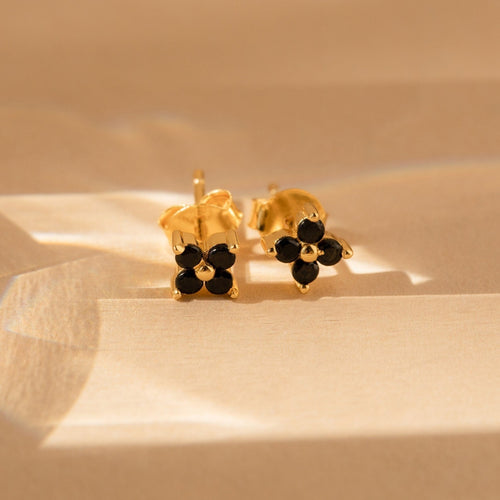 Black Flower Stud Earrings