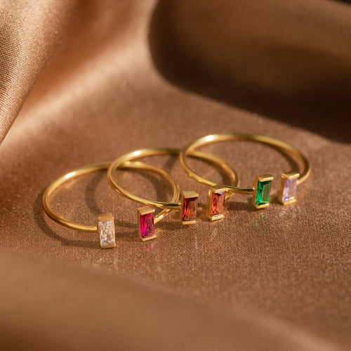 Custom Duo Vertical Baguette Birthstone Ring