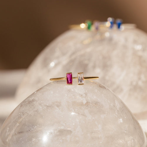 Custom Duo Vertical Baguette Birthstone Ring