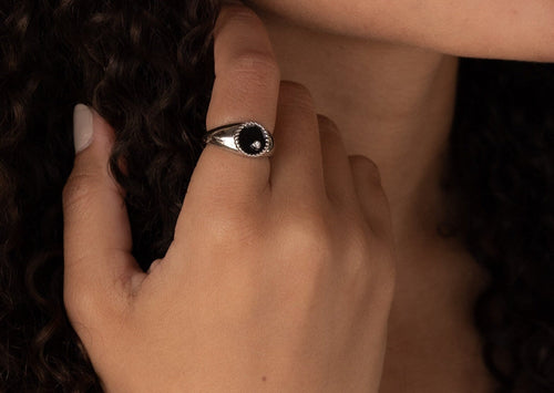 Modern Black Signet Ring