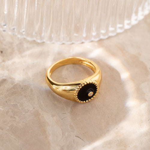 Modern Black Signet Ring