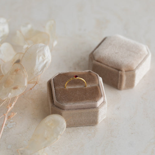 Heart-Shaped Birthstone Stacking Ring