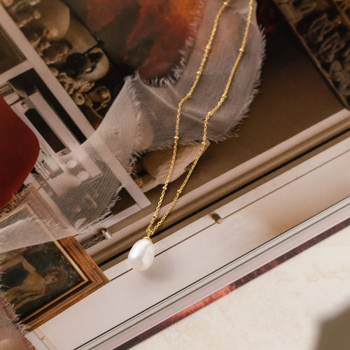 Pearl Station Pendant Necklace