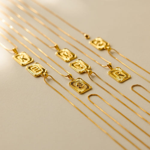 Personalized Initial Rectangle Pendant Necklace