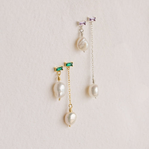 Mismatched Custom Baguette Birthstone Earrings