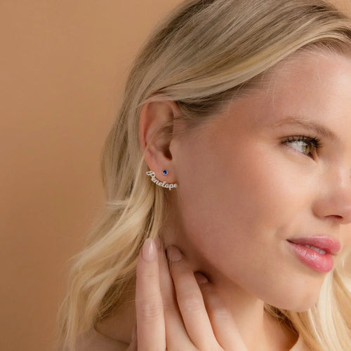 Personalized Birthstone Name Wrap-around Earrings