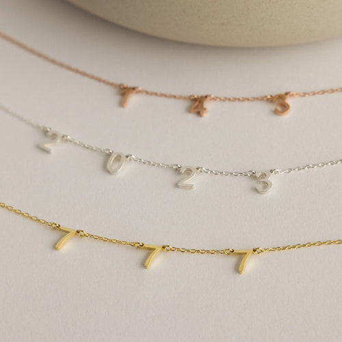 Minimalist Birth Year Number Necklace